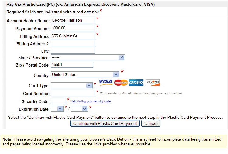 Option 2 - Credit Card Payment