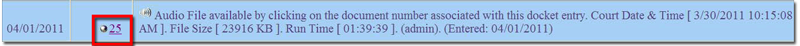 Document Number View of the Docket with Audio File Link