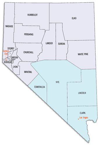 Map of Nevada Counties